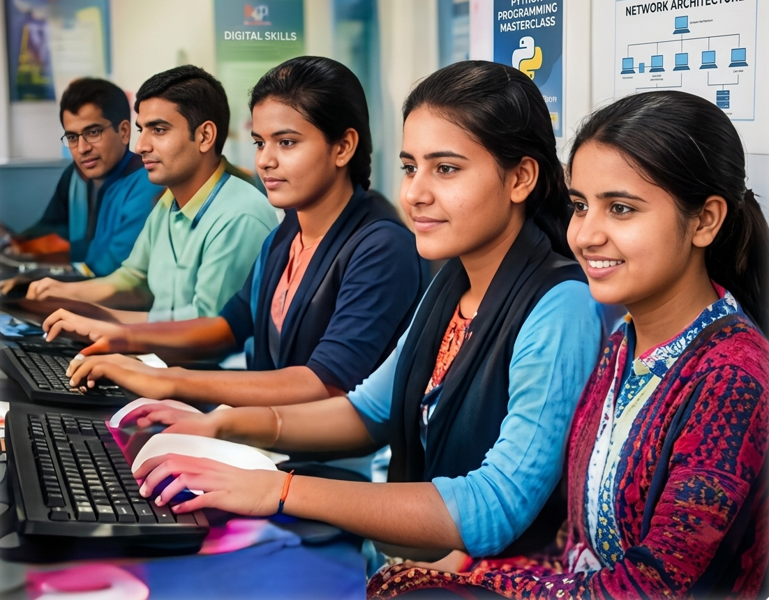 A group of learners studying together